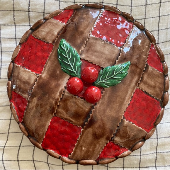 Vintage Other - LAST CHANCE Vintage Portugal cherry pie ceramic dish